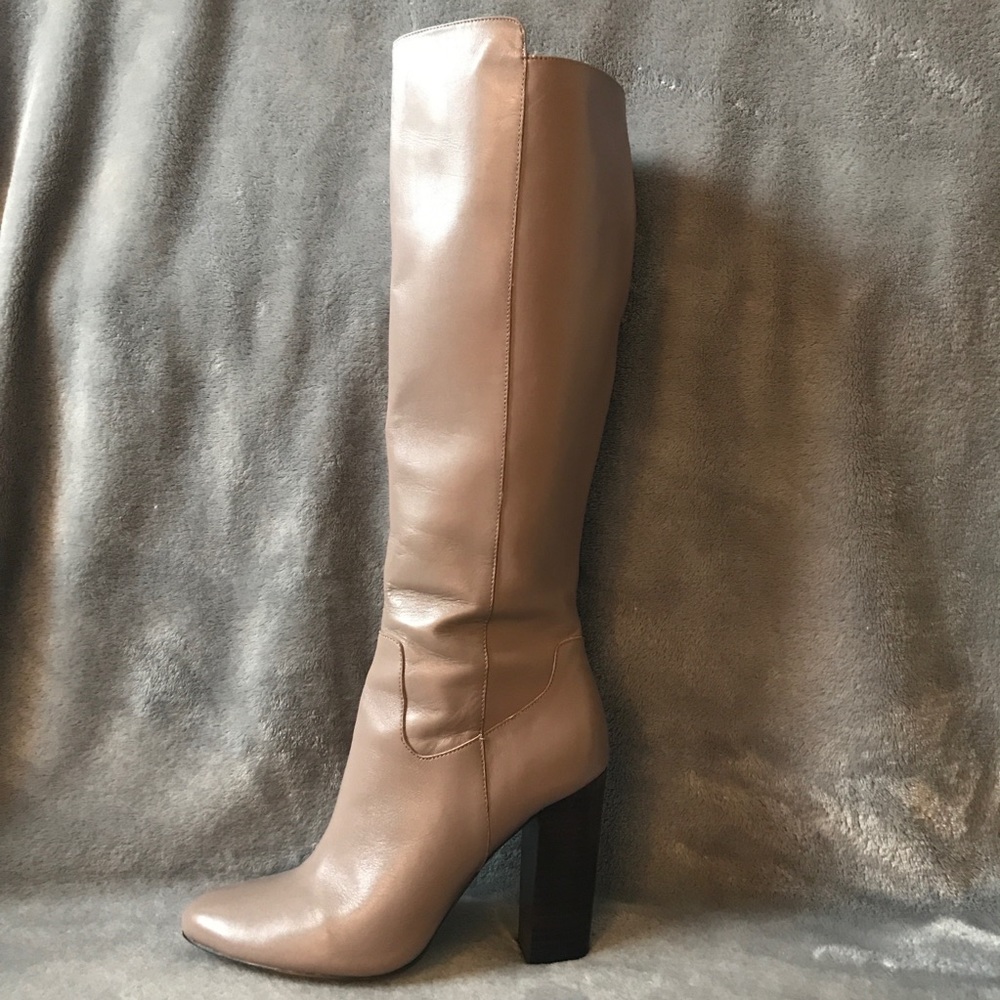 Mauve/Rose Heeled Leather Boots Saks 5th Ave Sz 10
